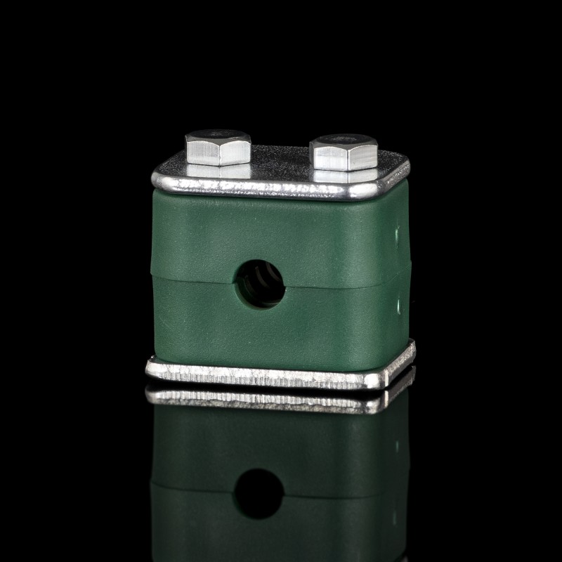 Зажим легкой серии на 2х болтах 8мм корпус из полипропилена Зажим легкой серии на 2х болтах 8мм корпус из полипропилена